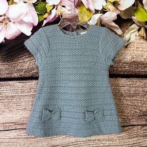 Cuddle Bear Collection Baby Girls Acrylic Gray Sparkle Bows Knit Sweater Dress